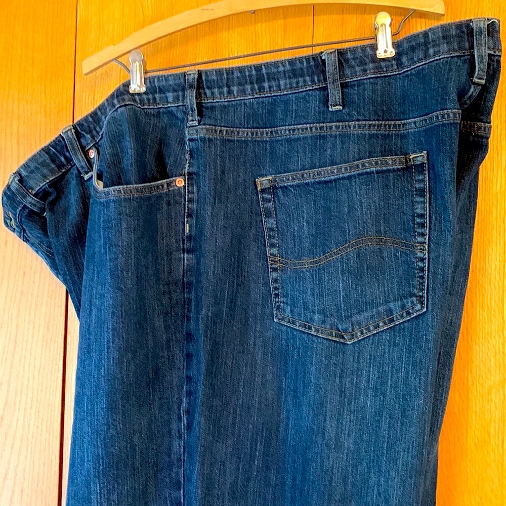 Lee Loose fit men stretch denim blue jeans riveted pocket measures 50 short GUC